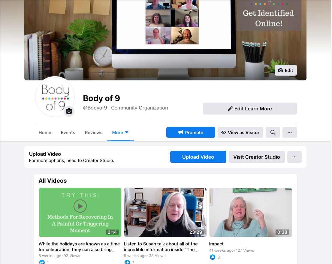 Body of 9 Facebook Videos Page